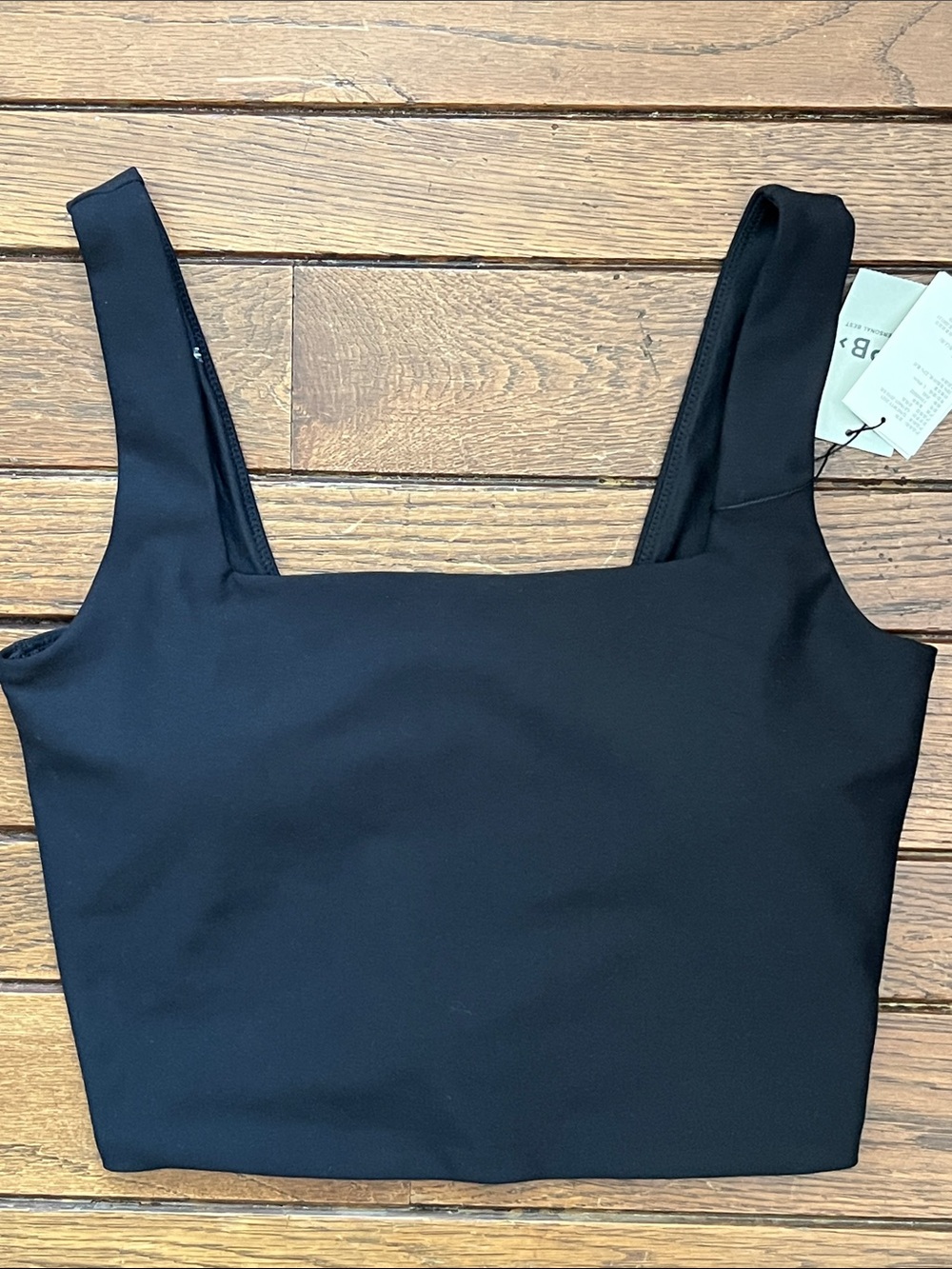 Abercrombie & Fitch YPB Black Crop Square Tank Built In Bra Size Medium NWT